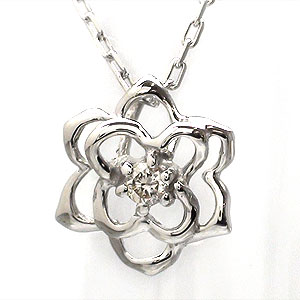 フラワー バラ ローズ ネックレス k10ゴールド 天然ダイヤモンド ペンダント チェーン レディース ジュエリー アクセサリー プレゼント ギフト