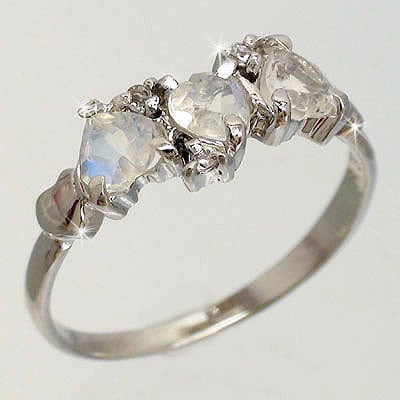 ピンキーリング ブルームーンストーン ダイヤモンド 0.03ct リング 18金 イエロー ピンク ホワイトゴールド ハート 小指 ファランジリング