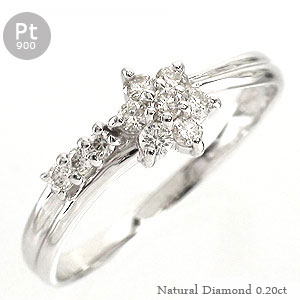 指輪 リングレディース ダイヤモンド 0.2ct 10石 テンダイヤ ダイアモンド プラチナ900 フラワー 記念日 ジュエリー アクセサリー