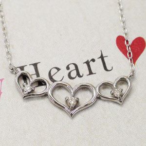 ハート ダイヤモンド ネックレス ダイヤ 0.02ct 10金 イエロー ピンク ホワイトゴールド チェーン レディース ジュエリー アクセサリー