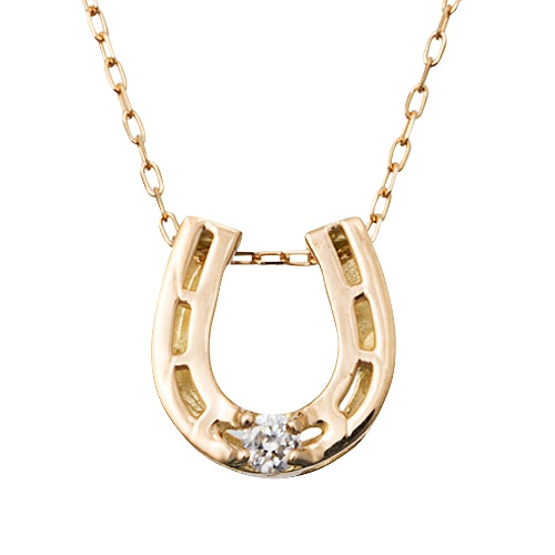 馬蹄 ホースシュー ダイヤ ネックレス ペンダント ダイヤモンド 0.05ct 18金 イエロー ピンク ホワイトゴールド チェーン レディース