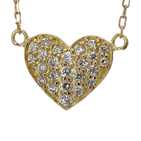 ハートパヴェ　ダイヤネックレス カルティエ ハートパヴェ ダイヤ チャーム ネックレス 750(WG) 7.6g