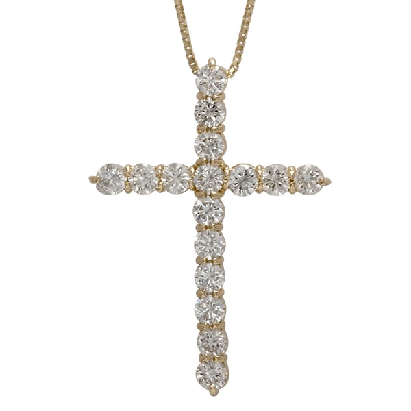 クロス 十字架 ネックレス ペンダント ダイヤモンド 1.50ct SIクラス 18金 イエロー ピンク ホワイトゴールド チェーン レディース