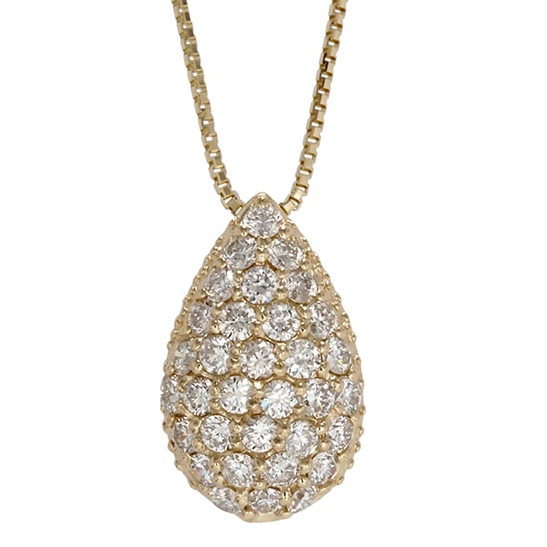 レディース ネックレス ダイヤモンド パヴェ ダイヤ 0.80ct ティアドロップ 雫 ツユ 涙型 18金 イエロー ピンク ホワイトゴールド