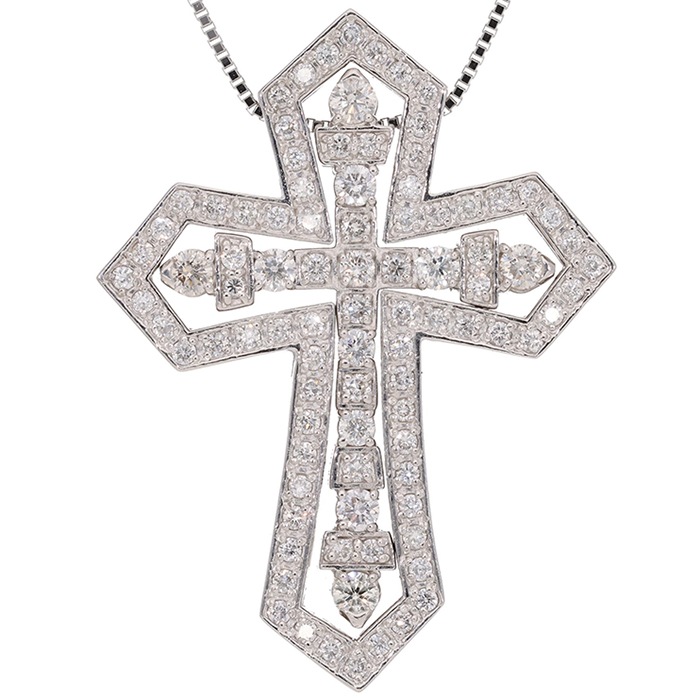 ネックレス メンズ クロス ダイヤモンド 1ｃｔ ペンダント 十字架 プラチナ900 3way 記念日 チェーン レディース ジュエリー
