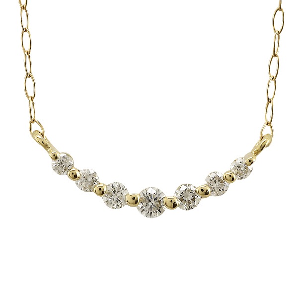 ラインネックレス ダイヤモンド ネックレス ダイヤ 0.12ct ペンダント 18金 イエロー ピンク ホワイトゴールド チェーン レディース