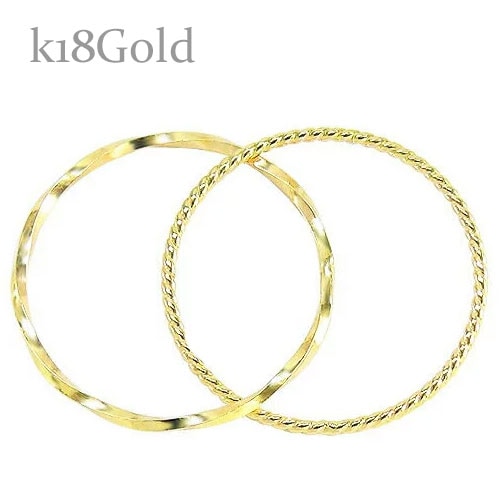 18金 指輪 2連 重ねづけ リング k18 18金 18k ゴールド イエローゴールド 小指 繊細 極細 華奢 ピンキーリング ファランジリング