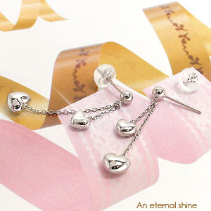 ピアス ロング ハート k18ホワイトゴールド スタッド レディース ジュエリー アクセサリー プレゼント ギフト 人気 おすすめ 送料無料 母の日