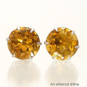 ピアス 一粒 シトリントパーズ 5mm 11月誕生石 k18 18金 スタッド セカンド レディース ジュエリー アクセサリー プレゼント ギフト