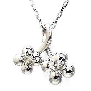 ネックレス フラワー ダイヤモンド 10金 イエロー ピンク ホワイトゴールド ペンダント チェーン レディース ジュエリー アクセサリー