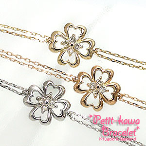 ブレスレット ダイヤモンド 10金 イエロー ピンク ホワイトゴールド クローバー レディース ジュエリー アクセサリー プレゼント ギフト 人気