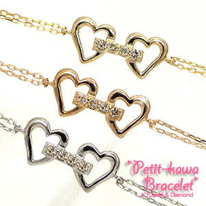 ブレスレット ダイヤモンド 10金 イエロー ピンク ホワイトゴールド ハート レディース ジュエリー アクセサリー プレゼント ギフト 人気