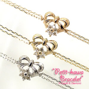 ブレスレット ダイヤモンド 10金 イエロー ピンク ホワイトゴールド リボン レディース ジュエリー アクセサリー プレゼント ギフト 人気