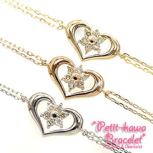 ブレスレット ハート ダイヤモンド 10金 イエロー ピンク ホワイトゴールド ハート レディース ジュエリー アクセサリー プレゼント ギフト