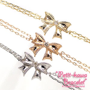 ブレスレット ダイヤモンド 10金 イエロー ピンク ホワイトゴールド リボン レディース ジュエリー アクセサリー プレゼント ギフト 人気