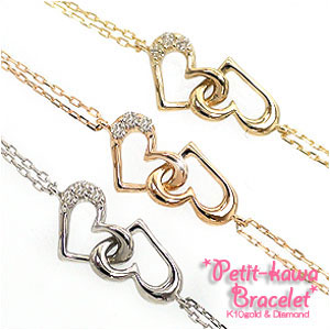 ブレスレット ダイヤモンド 10金 イエロー ピンク ホワイトゴールド ハート レディース ジュエリー アクセサリー プレゼント ギフト 人気