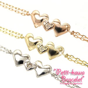 ブレスレット ダイヤモンド 10金 イエロー ピンク ホワイトゴールド ハート レディース ジュエリー アクセサリー プレゼント ギフト 人気