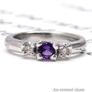 ベビーリング 18金 k18 ホワイトゴールド イエローゴールド アメジスト 2月誕生石 ダイヤモンド 0.02ct ペンダント トップ 出産祝い