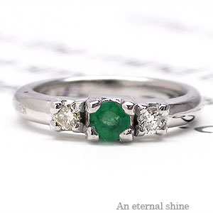 ベビーリング 18金 k18 ホワイトゴールド イエローゴールド エメラルド 5月誕生石 ダイヤモンド 0.02ct ペンダント トップ 出産祝い