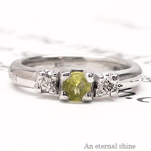 ベビーリング 18金 k18 ホワイトゴールド イエローゴールド ペリドット 8月誕生石 ダイヤモンド 0.02ct ペンダント トップ 出産祝い