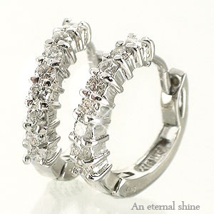 フープピアス ピアス ダイヤモンド 0.4ct プラチナ900 中折れピアス エタニティピアス レディース ジュエリー アクセサリー プレゼント