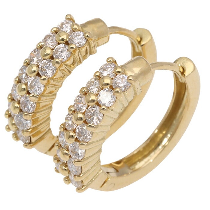 フープピアス ダイヤモンド ピアス 0.5ct 18金 イエロー ピンク ホワイトゴールド 中折れピアス レディース ジュエリー アクセサリー