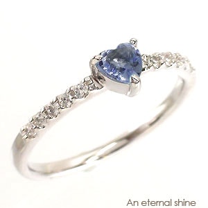 ピンキーリング 指輪 ハート タンザナイト 12月誕生石 ダイヤモンド 0.1ct リング プラチナ900 一粒 ファランジリング レディース