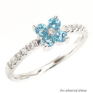 エタニティリング 指輪 クローバー ブルートパーズ 11月誕生石 ダイヤモンド プラチナ900 ダイヤ 0.1ct リング pt900