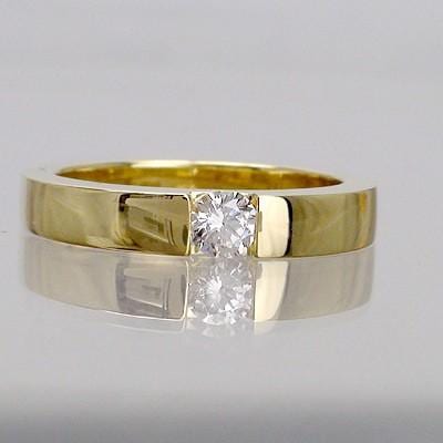 リング k18 ダイヤモンド 高品質 SIクラス ソリティア ダイヤモンド 0.2ct 幅広 18金 ゴールド 婚約指輪 刻印 レディース