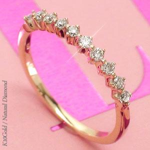 ハーフエタニティリング 指輪 ピンキーリング ダイヤモンド リング 10金 イエロー ピンク ホワイトゴールド 小指用 レディース ジュエリー