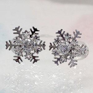 ピアス キュービックジルコニア K14ホワイトゴールド 雪の結晶 レディース ジュエリー アクセサリー プレゼント ギフト 人気 おすすめ 送料無料