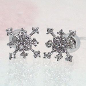 ピアス キュービックジルコニア K14ホワイトゴールド 雪の結晶 レディース ジュエリー アクセサリー プレゼント ギフト 人気 おすすめ 送料無料