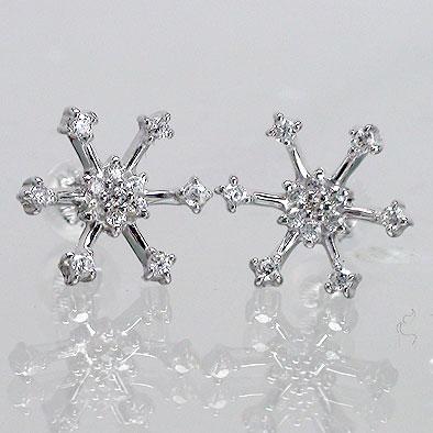 ピアス キュービックジルコニア K14ホワイトゴールド 雪の結晶 レディース ジュエリー アクセサリー プレゼント ギフト 人気 おすすめ 送料無料