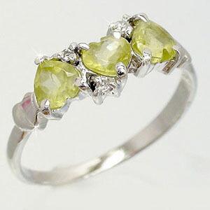 ピンキーリング ぺリドット ダイヤモンドリング 0.03ct プラチナ900 ハート 小指 ファランジリング ミディリング 8月誕生石 指輪 刻印