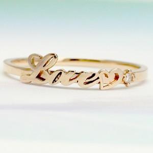 リング ネーム オーダーメイド ピンクトルマリン 10月誕生石 指輪 10金 イエロー ピンク ホワイトゴールド イニシャル 名前 レディース