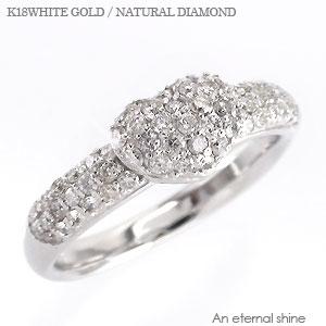 K18 ダイヤモンド ハート パヴェ リング 指輪 天然 ダイヤ 0.2カラット 18金 18k ゴールド 大ぶり 大きい ボリューム レディース