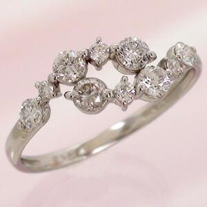 リング ダイヤモンド プラチナ900 0.5ct 指輪 テンダイヤモンド 10石 10粒 記念日 婚約指輪 刻印 レディース ジュエリー