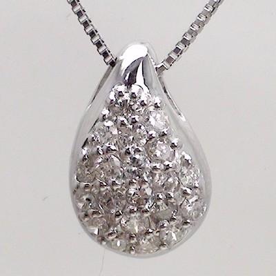 ネックレス ダイヤモンド ペンダント ディアドロップ 雫 パヴェ ダイヤ 0.2ct 18金 イエロー ピンク ホワイトゴールド チェーン