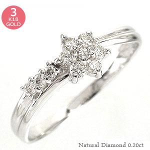 K18 リング レディース ダイヤモンド 0.2ct 10石 テンダイヤモンド イエローゴールド ホワイトゴールド ピンクゴールド 記念日