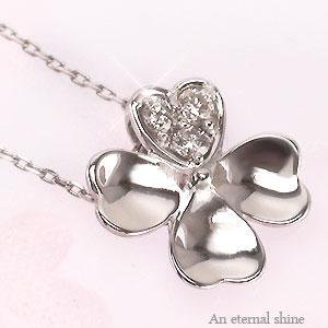 ネックレス クローバー 四葉 ダイヤ ダイヤモンド プラチナ900 ペンダント お守り ラッキーチャーム チェーン レディース ジュエリー