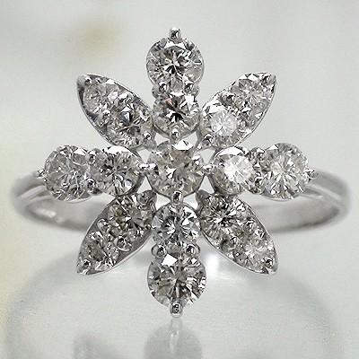 リング ダイヤモンド プラチナ900 1ct フラワー アンティーク 指輪 婚約指輪 刻印 レディース ジュエリー アクセサリー プレゼント ギフト