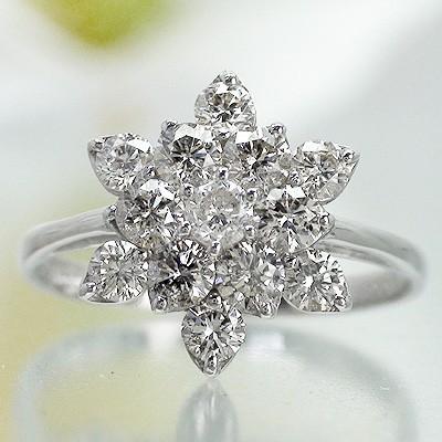 リング ダイヤモンド プラチナ900 1ct フラワー アンティーク 指輪 婚約指輪 刻印 レディース ジュエリー アクセサリー プレゼント ギフト