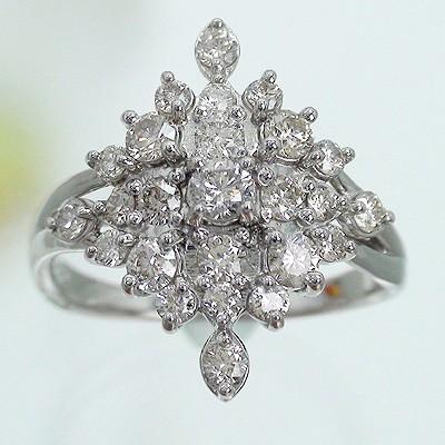 リング ダイヤモンド プラチナ900 1ct フラワー アンティーク 指輪 婚約指輪 刻印 レディース ジュエリー アクセサリー プレゼント ギフト