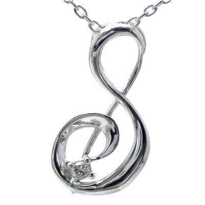 ネックレス イニシャル ‘S’ ダイヤモンド 0.01ct プラチナ900 アルファベット ネーム イニシャル 名前 チェーン レディース