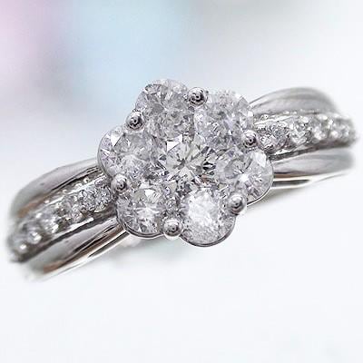 指輪 ダイヤモンド 1ct 18金 イエロー ピンク ホワイトゴールド フラワーモチーフ 18金 婚約 刻印 レディース ジュエリー アクセサリー