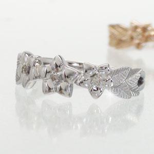 ピンキーリング ハワイアン風 フラワー ダイヤモンド リング 0.03ct 18金 イエロー ピンク ホワイトゴールド レディース ジュエリー