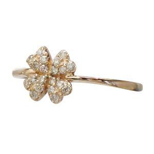 ピンキーリング 指輪 クローバー ダイヤモンド リング ダイヤ 0.15ct 10金 イエロー ピンク ホワイトゴールド 婚約指輪 刻印 レディース