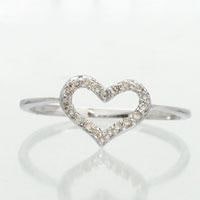 ピンキーリング ハート ダイヤモンド リング ダイヤ 0.1ct 10金 イエロー ピンク ホワイトゴールド レディース ジュエリー アクセサリー