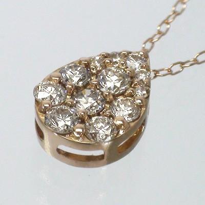 ネックレス ダイヤモンド ペンダント ドロップ 雫 ダイヤ 0.27ct 18金 18k k18 イエロー ピンク ホワイトゴールド チェーン