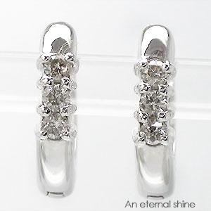 K18 フープピアス 中折れピアス ダイヤモンドピアス 0.06ct イエローゴールド ピンクゴールド ホワイトゴールド レディース